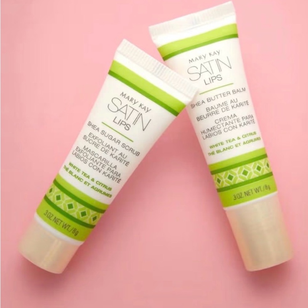 Mary Kay Satin Lips Shea Sugar Scrub & Shea Butter Balm - Green & White